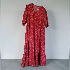 Red polka dot dress with pockets